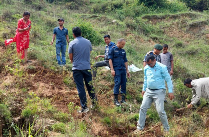 केदारस्युँ गाउँपालिका ३ मैताेलीमा वृक्षारोपण कार्यक्रम सम्पन्न